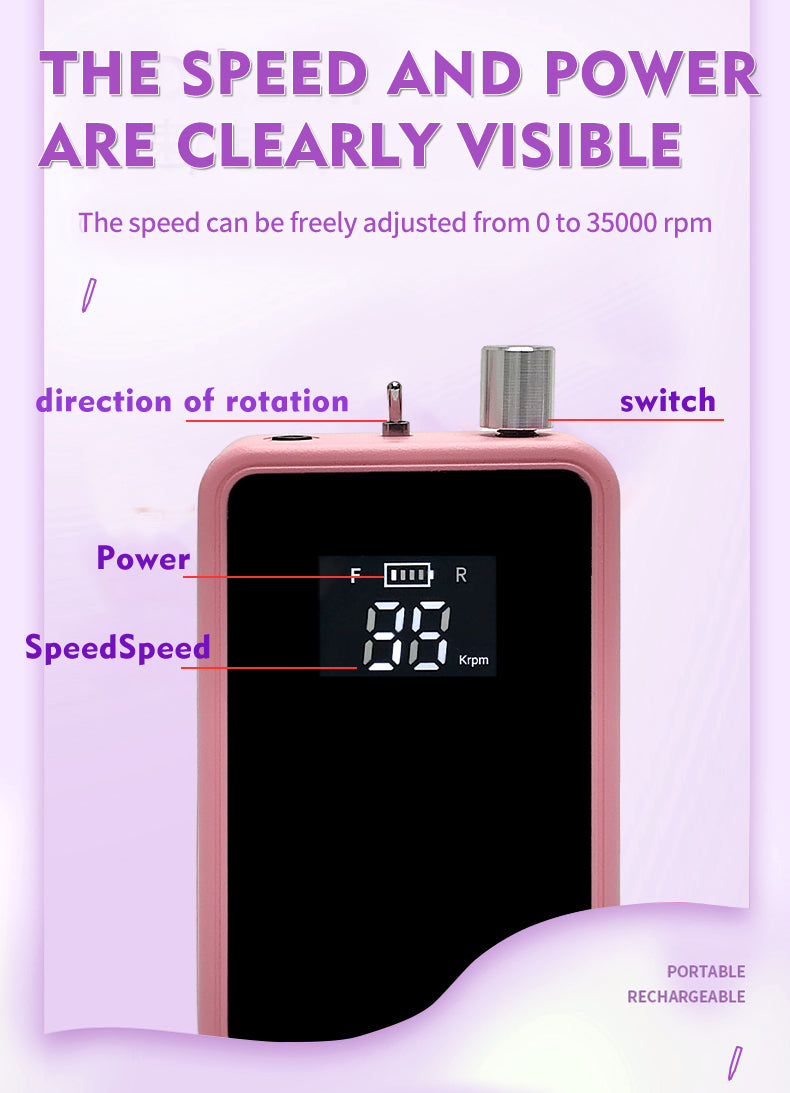 Benefie' Pro Portable USB-C Rechargeable Cordless Electric Nail Drill Machine 35krpm
