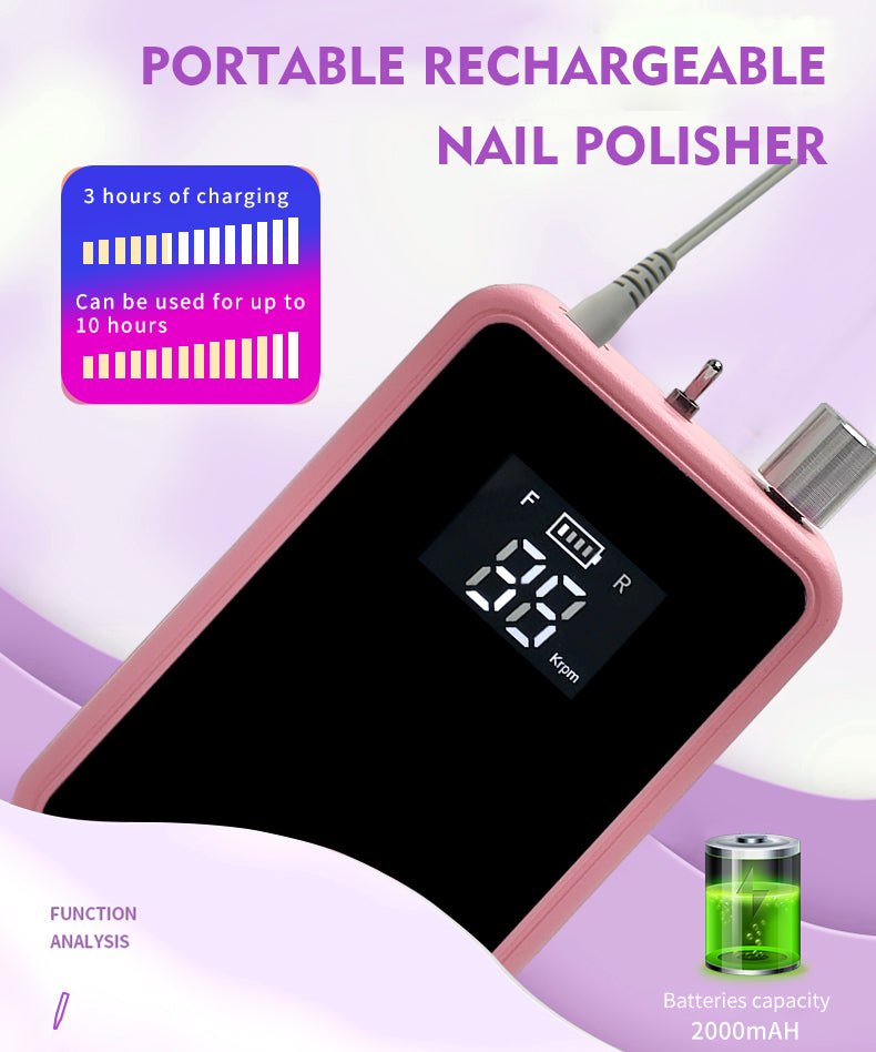 Benefie' Pro Portable USB-C Rechargeable Cordless Electric Nail Drill Machine 35krpm